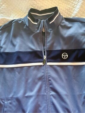 NWOT Sergio Tacchini Maritime Blue and Navy Track Suit with White Trim